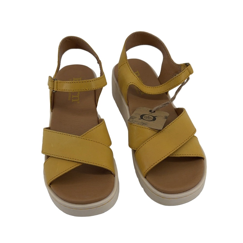 Børn Ankle Strap Platform Sandals Yellow Leather Women's Size 8M Buckle